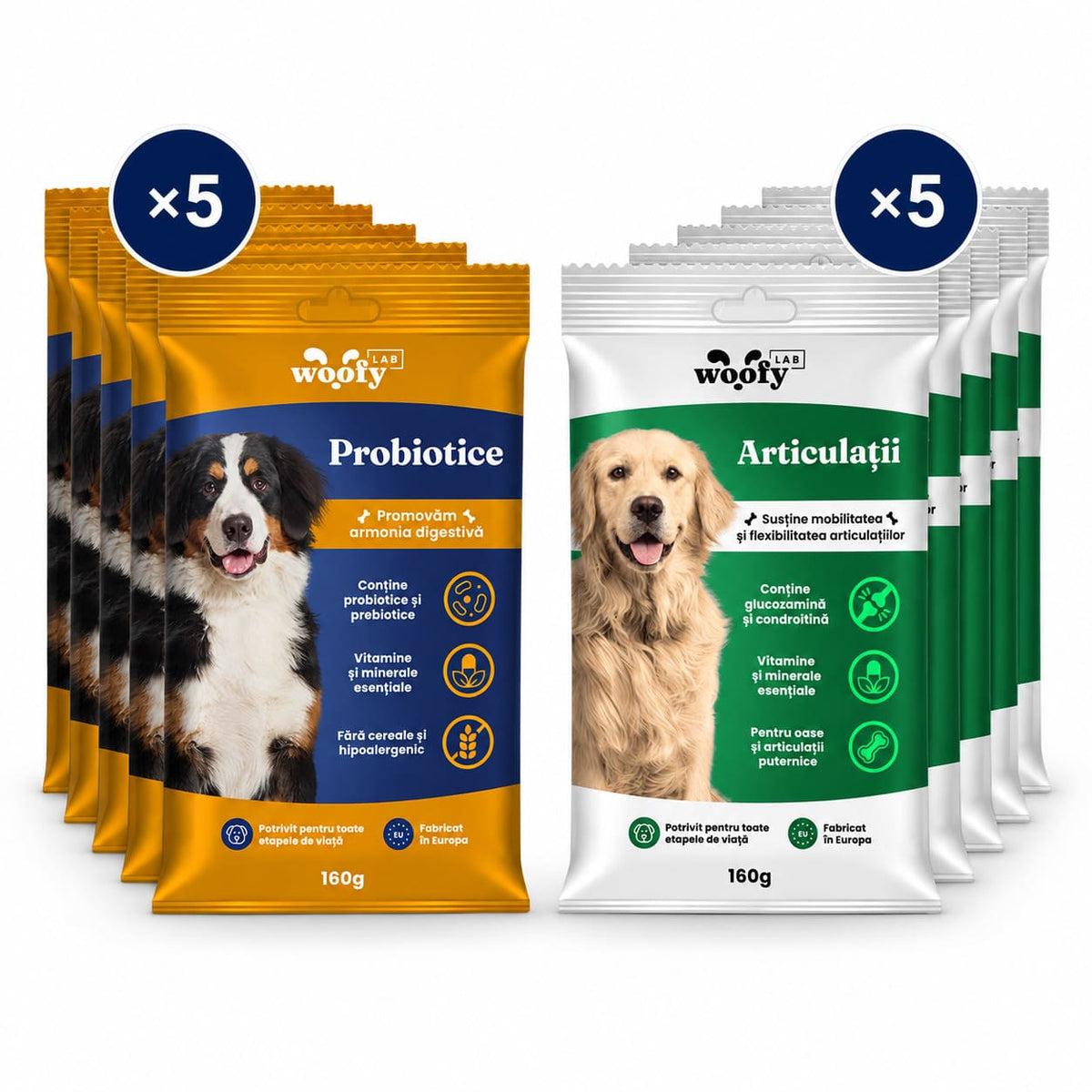 Duo 5+5: Snackuri Probiotice + Articulații - Rezerva completă pentru câinele tău