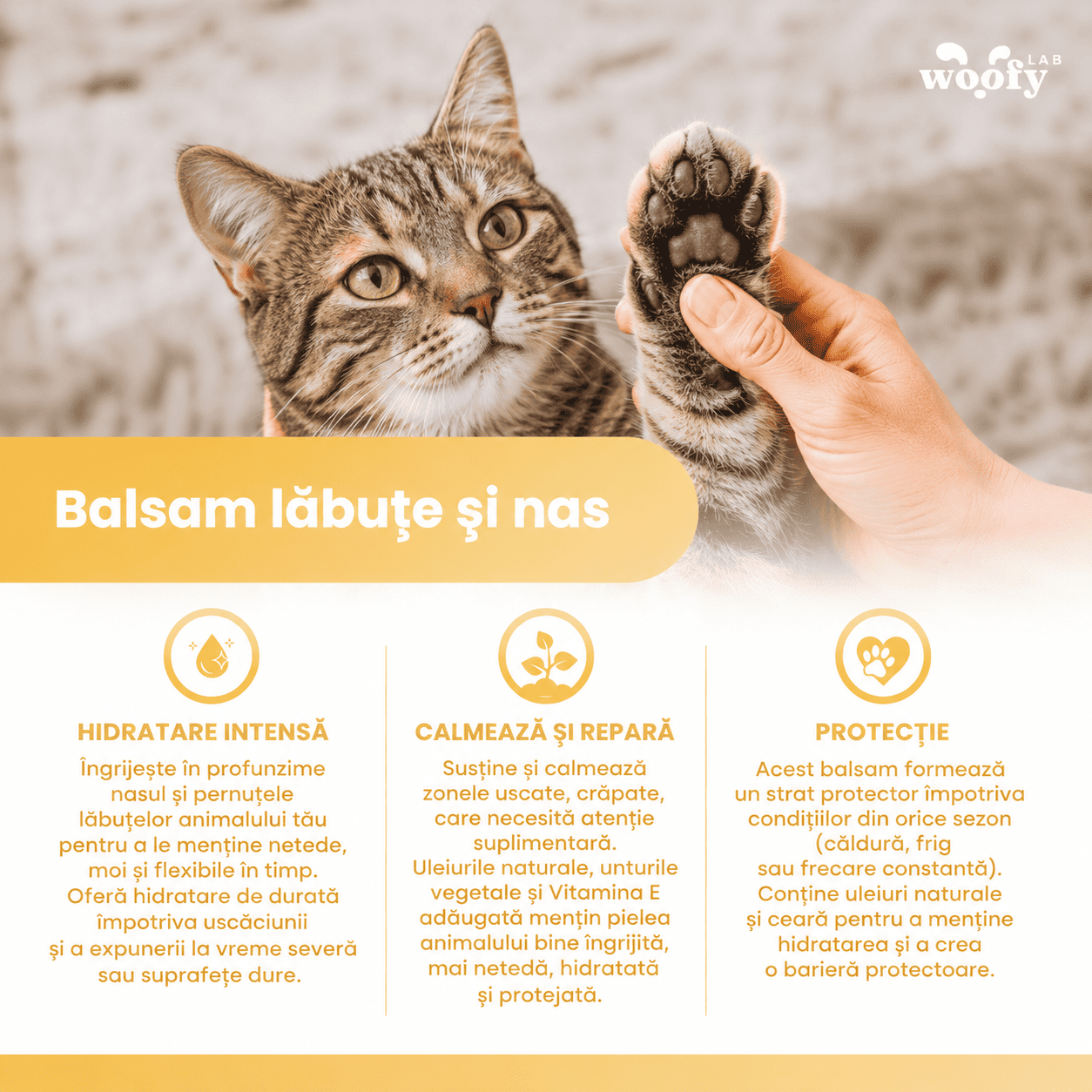 Balsam pentru lăbuțe și nas pentru pisici - Hidratează și protejează pielea uscată